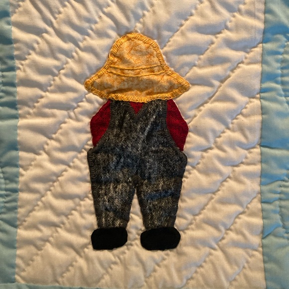 Handmade Quilt with Farmer Appliqué - Picture 3 of 3